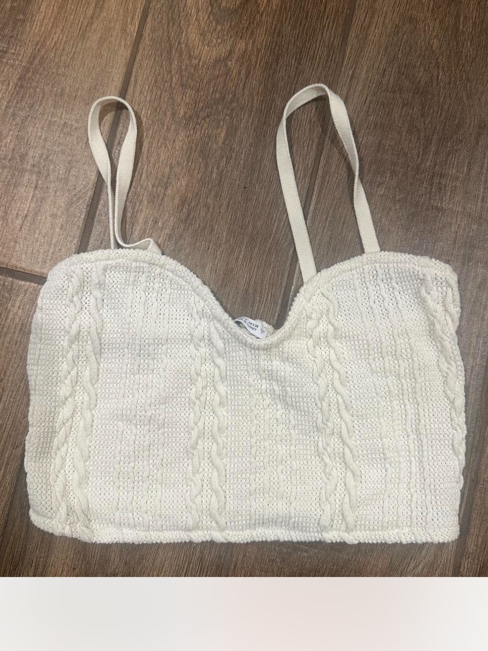 ZARA Knit Cable Cropped Tank/bralette Top - Cream